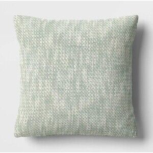 Textured Woven Cotton Square Throw Pillow Green - Room Essentials
